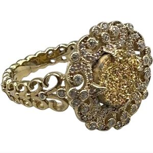 Erica Courtney 14k Gold Druzy Ring with Intricate Detailing